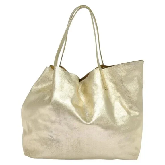 TIFFANY&Co. Reversible Tote Bag Leather Suede Gold Tone Auth 105966